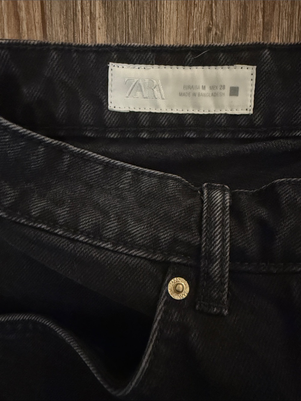 Zara Black Denim Jeans with Gold-Tone Button